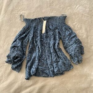 LOVE Stitch Off The Shoulder Bell Sleeve Blouse